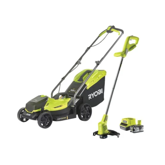 Pack Tondeuse et Coupe-Bordure Sans Fil RYOBI – 18V, Batterie et Chargeur Inclus