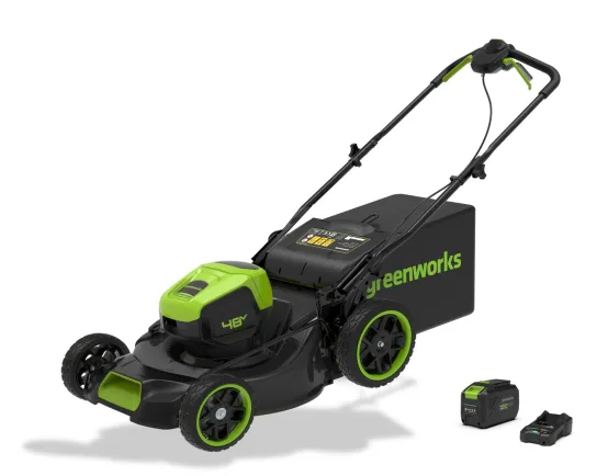 Tondeuse à Gazon à Batterie GREENWORKS – 48V, Coupe 46 cm, 1 Batterie 4Ah + Chargeur Inclus
