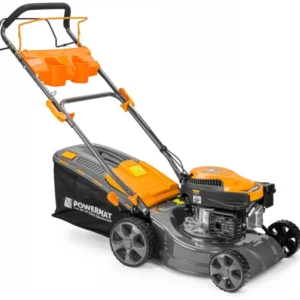 Tondeuse à Gazon Thermique Autotractée POWERMAT – 5-en-1, Bac 40L, Jusqu’à 5 km de Conduite